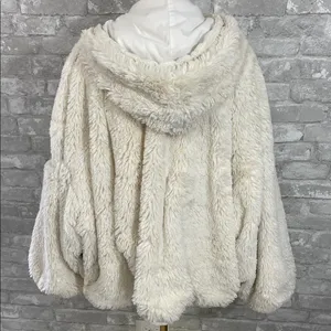 Free People Movement Take a Moment Faux Fur Hooded Jacket in ivory. thumbnail 6