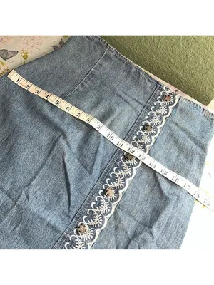 Vintage Jean skirt • lace embroidered detail • 90s • made in USA • SWITCH thumbnail 10