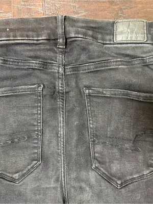 American Eagle High Rise Flare Jeans 6 Regular Black Stretch Button Fly thumbnail 4
