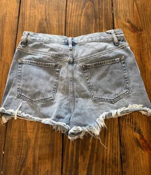 PacSun Light Blue Denim Shorts with Frayed Hem thumbnail 3