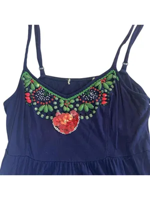Vintage Y2K Purple Sleeveless Dress with Colorful Beaded Embellishment thumbnail 2