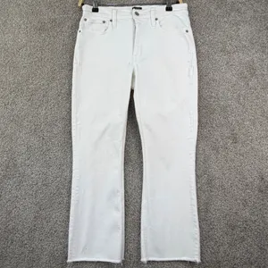 J.Crew Flare Crop Jeans Women 28 White Mid-Rise Raw Hem Coastal Preppy Denim thumbnail 2