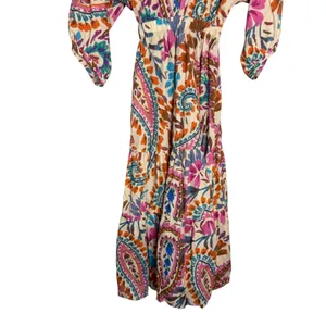 Zara Blogger Favorite Colorful Paisley Tiered Knotted Cotton Resort Midi Dress thumbnail 7