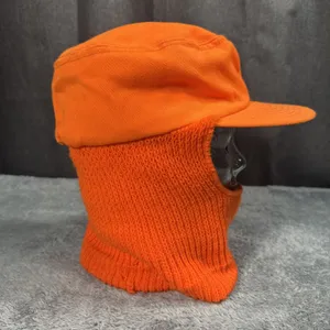 VTG Cabela's Blaze Orange Insulated SZ L Winter Hunting Hat Knit Face Cover USA thumbnail 5