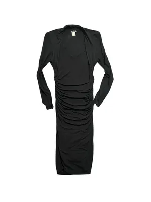 VENUS Black Long Sleeve‎ Ruched Midi Dress thumbnail 6