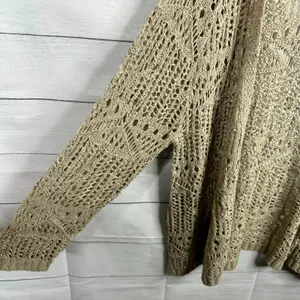 Back in the Saddle Womens Large Open Knit Crochet Cardigan Western Bohemian thumbnail 4