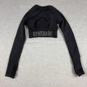 Gymshark Shirt Womens Small Black Cropped Long Sleeve Thumbhole Athletic Top thumbnail 9