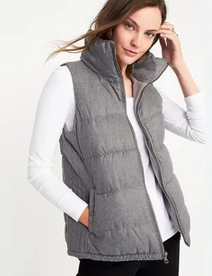 Old Navy Heather Gray Quilted Puffer Vest | Women’s Size Medium thumbnail 1