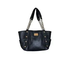 Michael Kors Delancy Shoulder Tote Bag Black Gold Pebbled Leather thumbnail 2