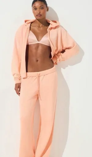 SKIMS Lounge SET French Terry Jogger Cuffed Zip Up Hoodie Orange- Size Large thumbnail 1
