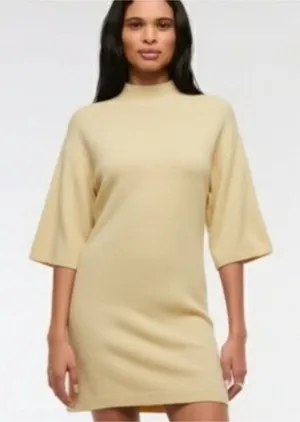 Abercrombie & Fitch Boucle Sweater Mini Dress in Butter Yellow Size Medium Tall‎ thumbnail 1