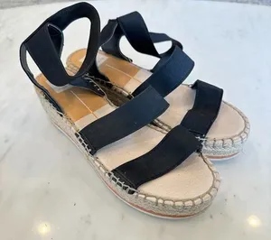 Dolce‎ Vita Lury Espadrille Wedge Sandal Black Beachy Boho Casual Size 10 thumbnail 1
