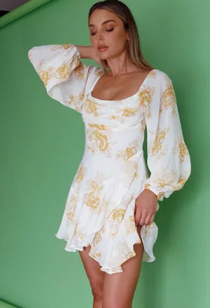 White Floral Mini Dress Selfie Leslie thumbnail 4