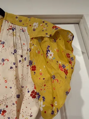 Meadow Rue by Anthropologie Floral Wrap Blouse - White and‎ Yellow 4 thumbnail 4
