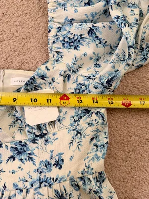 Altar’d State NWT Blue Floral Puff Sleeve Babydoll Mini Dress Medium Cottagecore thumbnail 5