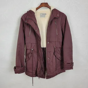 Asos Womens Coat Size 2 Purple Fleece Lined Hooded Drawstring Waist Anorak Coat thumbnail 11