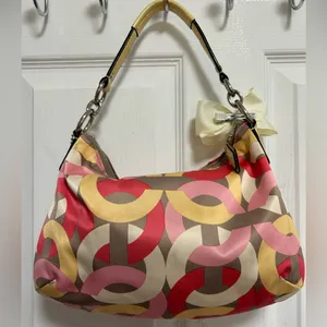 COACH Y2K F22748 Geometric Print Hobo Bag in Red Pink Gold /crossbody bag thumbnail 6