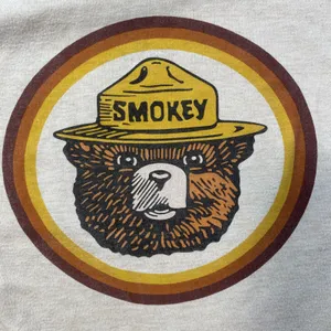 Smokey The Bear Logo Long Sleeve Pullover Shirt Women's M Cream thumbnail 2