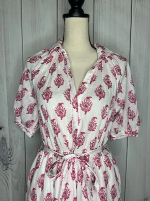 Roller Rabbit x Target Maxi Dress Pink Bouquet Print Short Sleeve Womens Sz S thumbnail 2