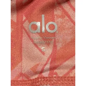 Alo Yoga Women Coral Pink Orange Geometric Print Capri Gym Sporty Small thumbnail 3