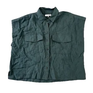 Madewell Womens Flap-Pocket Button Up Linen Shirt S Distant Mineral Quiet Luxury thumbnail 3