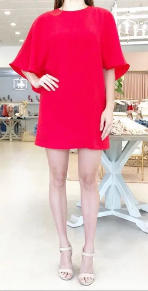 Sugar and L!ps Red Cocktail Cape Dress thumbnail 1