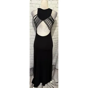 Venus Black strappy back maxi dress Rayon Blend distinctive open back Size Small thumbnail 4