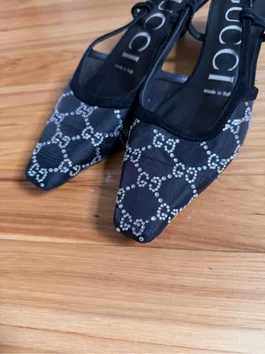 Gucci Tom GG Crystal kitten heel slingback shoes size 38 authentic thumbnail 4