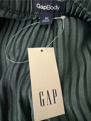 GapBody Satin PJ Pant M Green Stripe Pajama Pants Elastic Drawstring NWT(A911) thumbnail 9