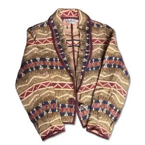 90s Southwestern Tapestry Jacket‎ Medium Cotton Cropped Boho Cowgirl Western thumbnail 1