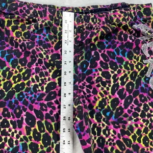 AERO Leopard Print Flannel Lounge Pants Rhinestone Logo Comfy Casual‎ Medium thumbnail 3
