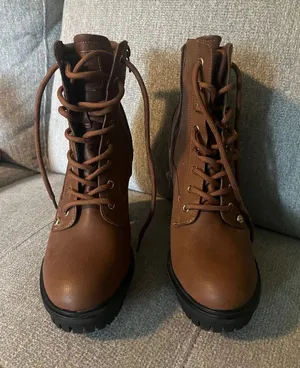 GBG Los Angeles Brown Lace-Up Combat Boots thumbnail 1
