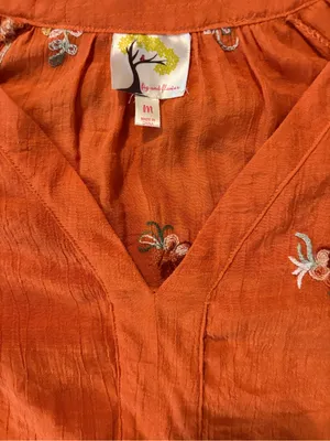 fig and flower Rust Orange Floral Tiered-Sleeve Casual Dress thumbnail 2