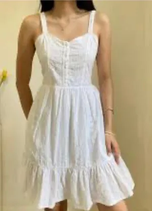 NWT Brandy Melville Tiana White Cotton Mini Dress One Size. thumbnail 1
