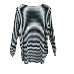 Anthropologie Akemia Kin Striped V-Neck Long Sleeve Tunic‎ Top Green White thumbnail 8