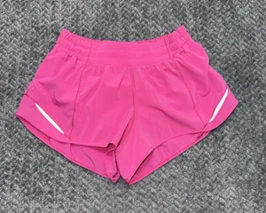 LULULEMON Women's Speed Up Shorts Pink stretch Black Size 6 thumbnail 1