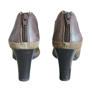 Aerosoles Two-Tone Womens Brown Suede Leather‎ Block Heel Ankle Boots Chic thumbnail 6