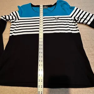 Ralph Lauren Teal and Black Striped Long Sleeve Top thumbnail 6