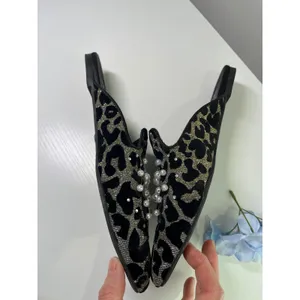 White House‎ Black Market Leopard Pearl Embellished Mules Gold Black 7M thumbnail 7