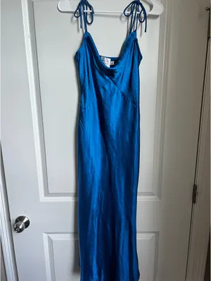 Hello Molly Midi Dress Satin Blue thumbnail 2