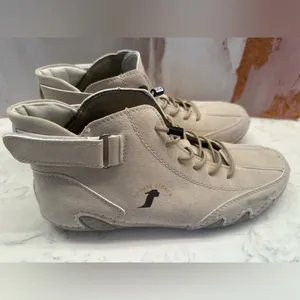 Sports Alpaca Beige High Top Sneakers Bungee Lace‎ Ankle Strap Shoes EU 39 thumbnail 4