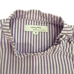 Adam Lippes x RTR Tie Neck Stripped Top in White/Purple, Size US 4​ thumbnail 7