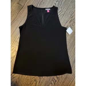 Vince Camuto Women's Black Vneck Stretchy She'll Tank XS NWT thumbnail 4