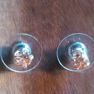 Champagne Color Simulated Diamond Sterling Silver Stud Earrings thumbnail 2