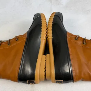 Sporto Arianna Duck Rain Boots Tan Brown Black‎ Rubber Lace Up Womens 6 Western Retro thumbnail 7