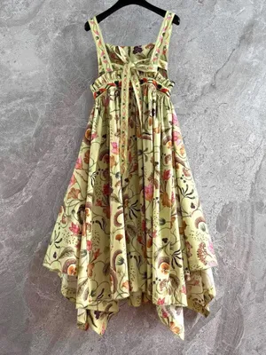 AGUA BY AGUA BENDITA Lunatus Habitat floral print embellished cotton dress, S thumbnail 8