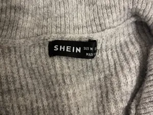 SHEIN Men's Light Gray Ribbed V-Neck Collared Sweater thumbnail 2