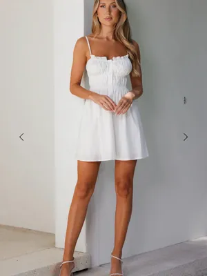 Hello Molly White Ruffled Smocked Mini Dress thumbnail 2