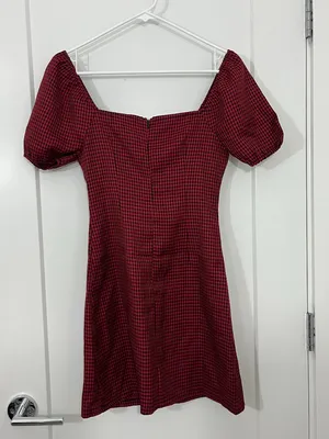 Wild Honey Small Red & Black Buffalo Plaid Goth Mini Dress thumbnail 8