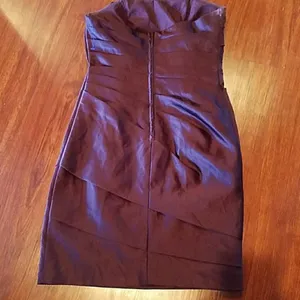 Strapless David's bridal bridesmaid formal dress thumbnail 4